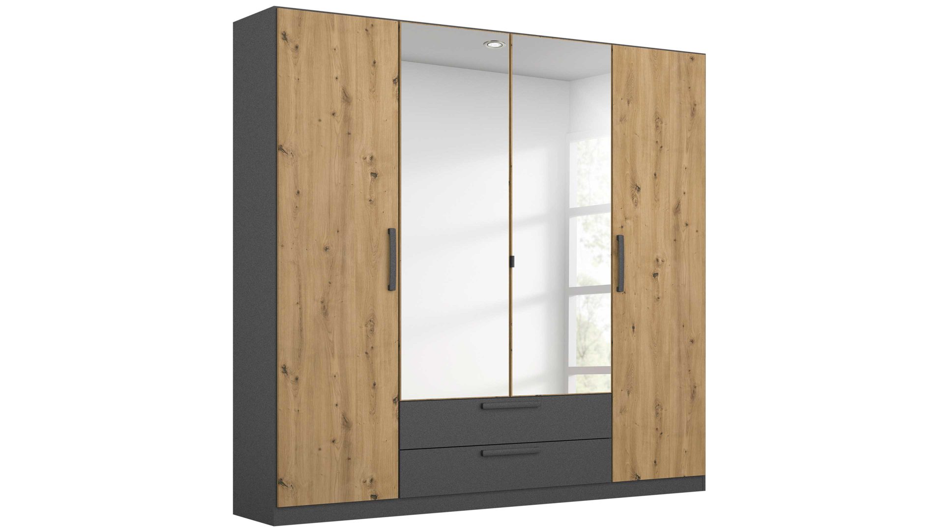 Kleiderschrank Rauch aus Holz in Holzfarben rauch BLUE Kleiderschrank Style Up Eiche Artisan & Grau - Breite ca. 181 cm