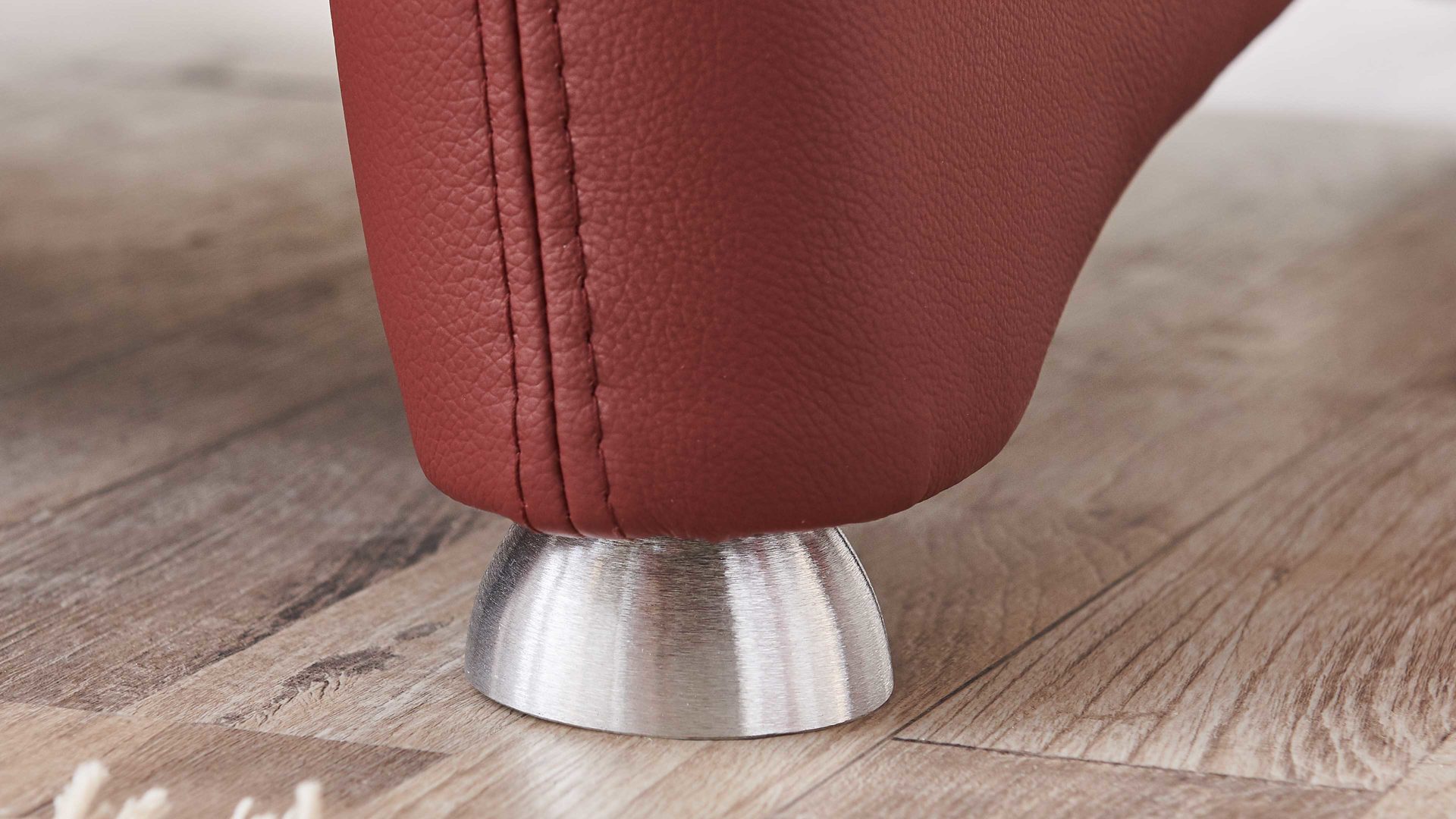 Zweisitzer OrthoSedis aus Leder in Rot OrthoSedis OS-PN1120 - Zweisitzer brombeerfarbenes Leder Torro & Metallfüße - Länge ca. 142 cm