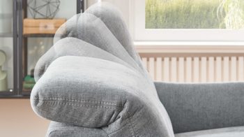 2,5-Sitzer OrthoSedis aus Stoff in Grau OrthoSedis OS-PP1174 - 2,5-Sitzer stahlfarbener Stoffbezug Milan & schwarze Metallfüße - Länge ca. 188 cm