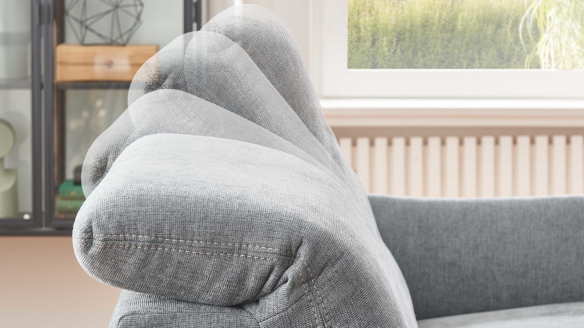 Recamiere OrthoSedis aus Stoff in Grau OrthoSedis OS-PP1174 - Recamiere stahlfarbener Stoffbezug Milan & schwarze Metallfüße - Länge ca. 213 cm