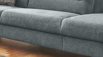 Recamiere OrthoSedis aus Stoff in Grau OrthoSedis OS-PP1174 - Recamiere stahlfarbener Stoffbezug Milan & schwarze Metallfüße - Länge ca. 213 cm