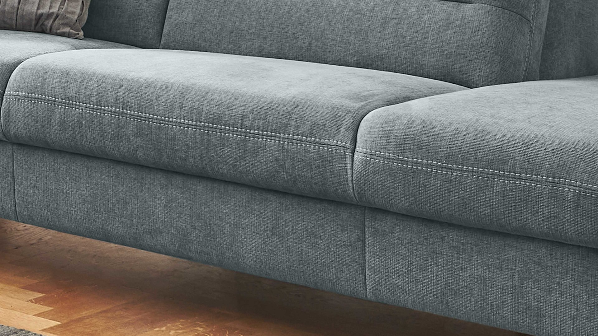 Recamiere OrthoSedis aus Stoff in Grau OrthoSedis OS-PP1174 - Recamiere stahlfarbener Stoffbezug Milan & schwarze Metallfüße - Länge ca. 213 cm