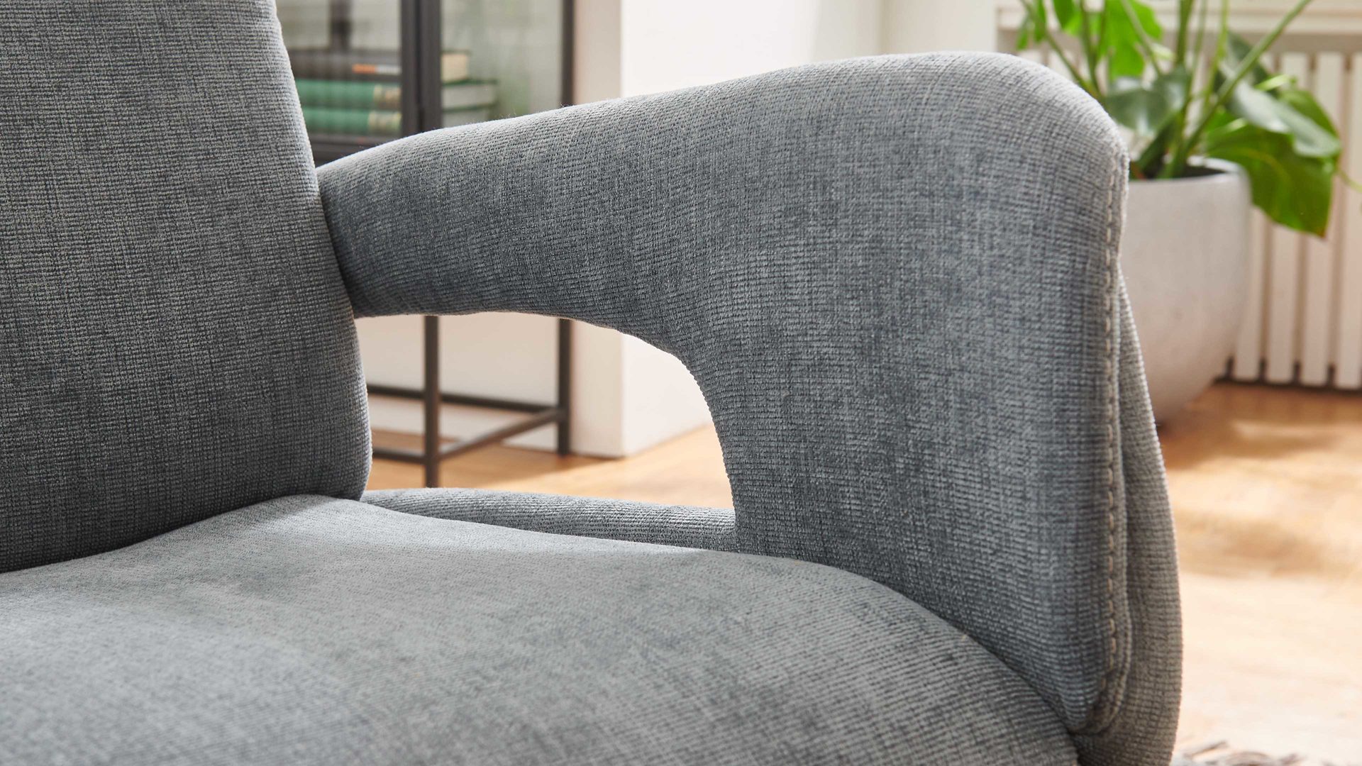 Relaxsessel OrthoSedis aus Stoff in Grau OrthoSedis OS-PP1175 - Relaxsessel stahlfarbener Bezug Milan & schwarzer Alu-Sternfuß