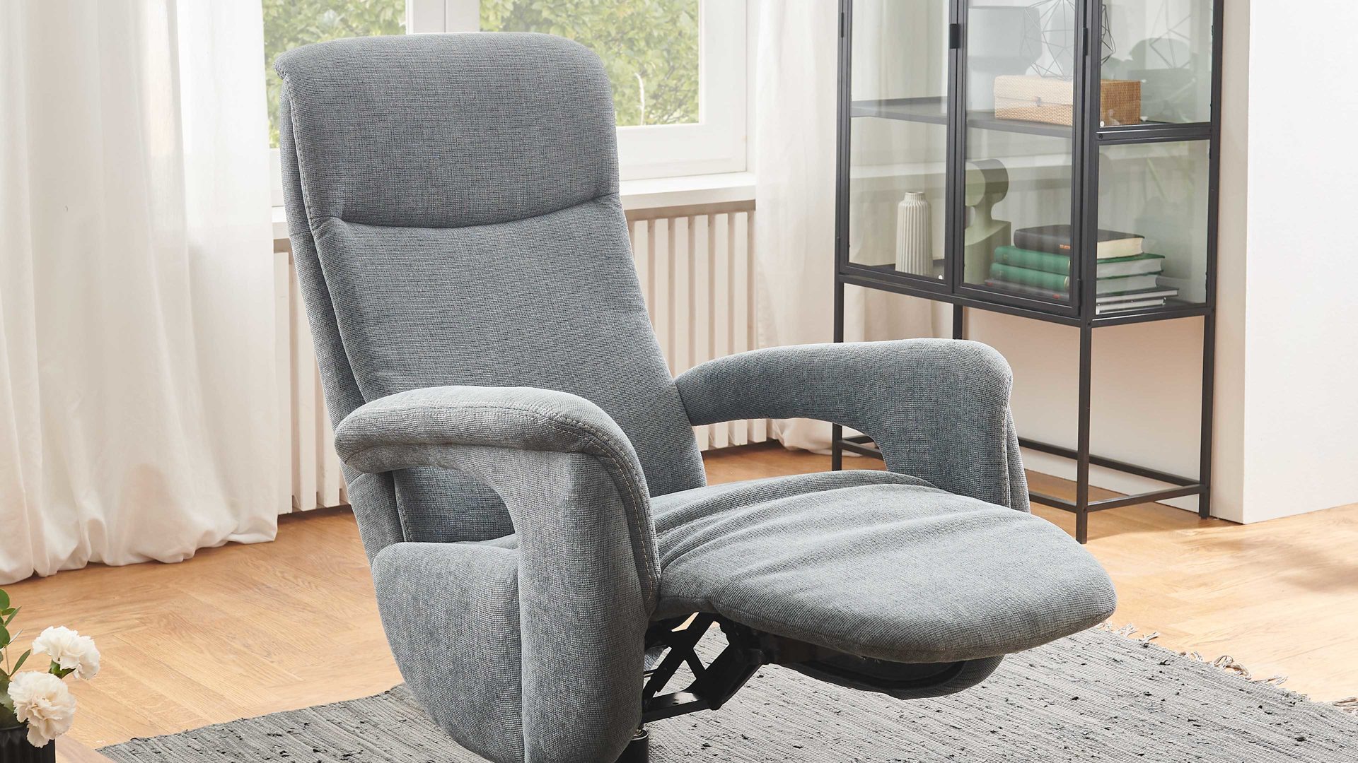 Relaxsessel OrthoSedis aus Stoff in Grau OrthoSedis OS-PP1175 - Relaxsessel stahlfarbener Bezug Milan & schwarzer Alu-Sternfuß