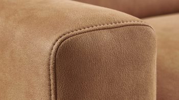 Ecksofa modulmaster aus Stoff in Orange Modulmaster MM-ZE1001 - Ecksofa zimtfarbene Mikrofaser Deluxe & schwarze Metallfüße - Stellfläche ca. 276 x 163 cm