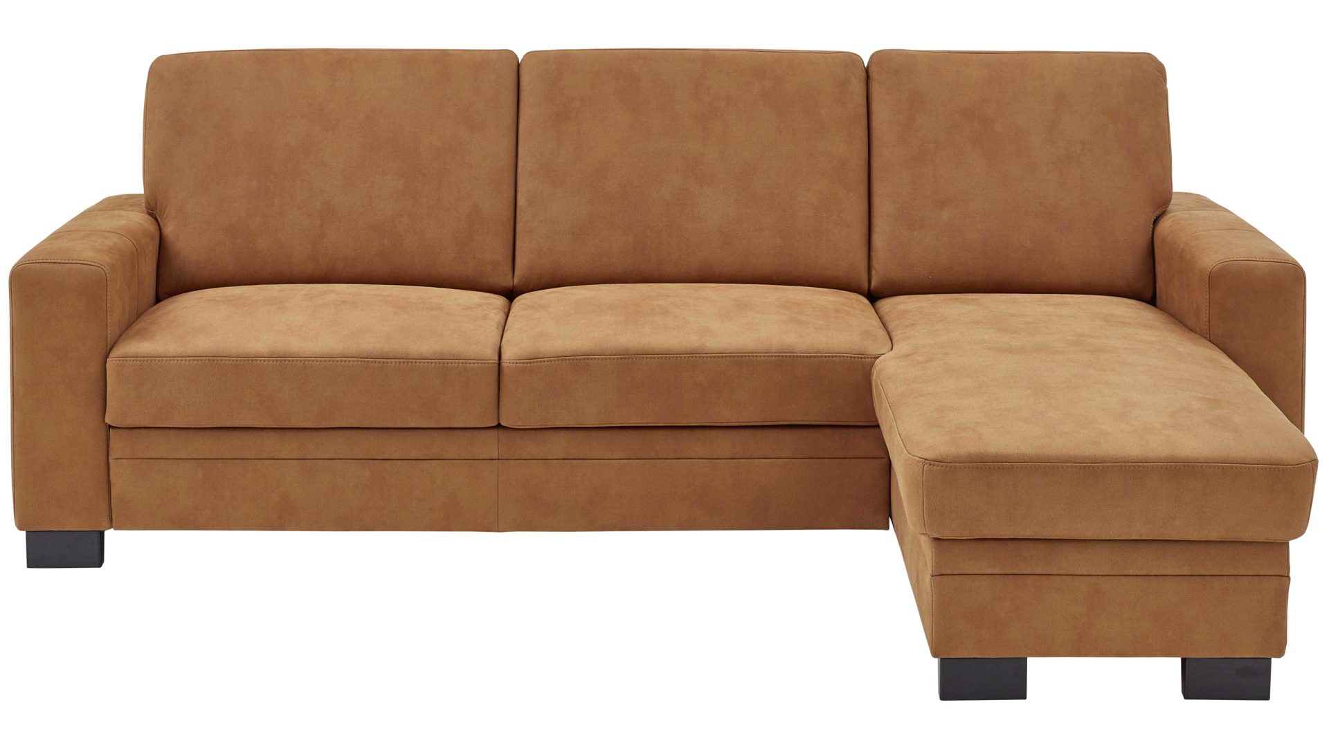 Ecksofa modulmaster aus Stoff in Orange Modulmaster MM-ZE1001 - Ecksofa zimtfarbene Mikrofaser Deluxe & schwarze Metallfüße - Stellfläche ca. 276 x 163 cm