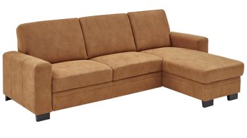 Ecksofa modulmaster aus Stoff in Orange Modulmaster MM-ZE1001 - Ecksofa zimtfarbene Mikrofaser Deluxe & schwarze Metallfüße - Stellfläche ca. 276 x 163 cm