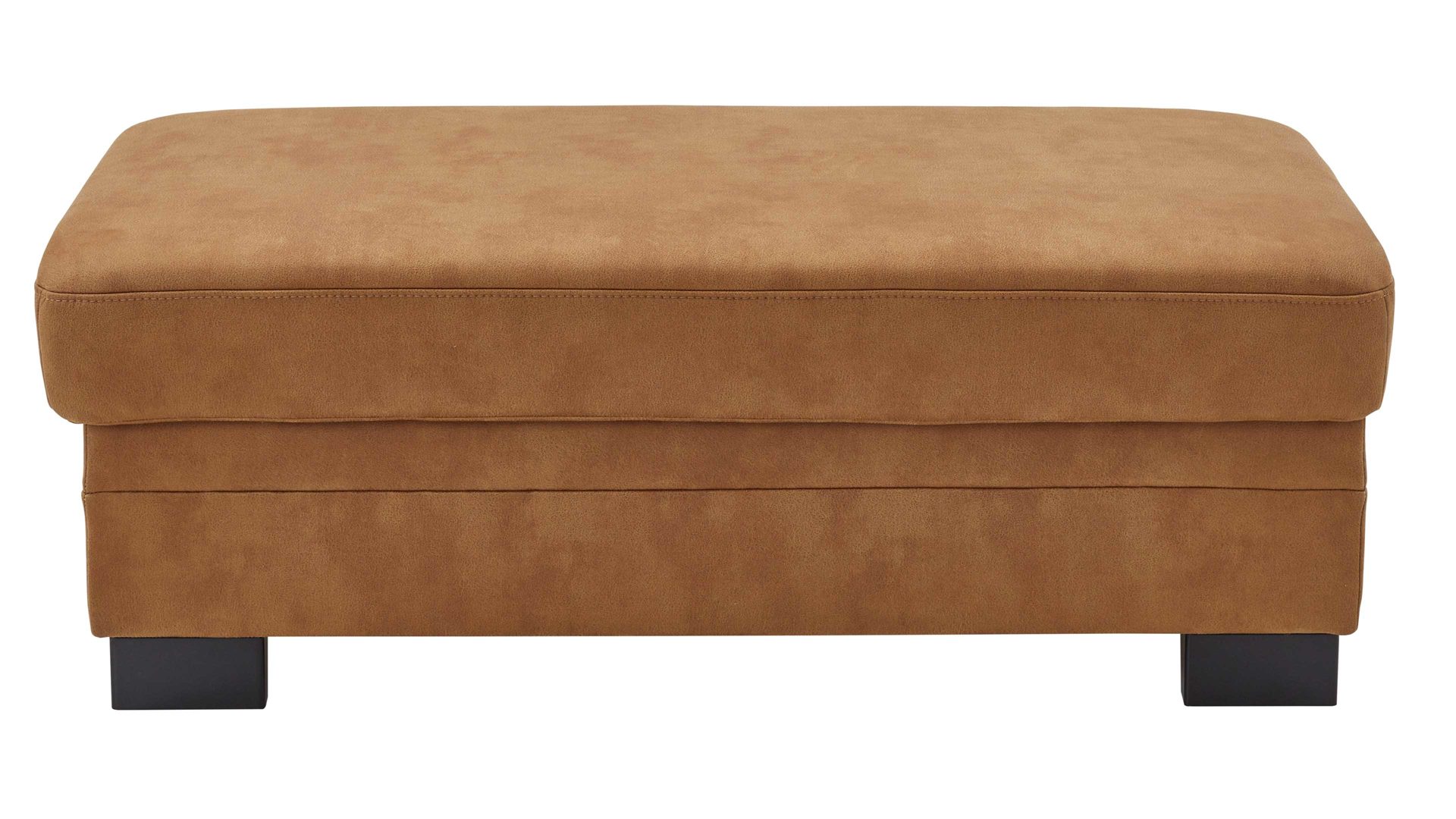 Polsterhocker modulmaster aus Stoff in Orange Modulmaster MM-ZE1001 - XXL-Polsterhocker zimtfarbene Mikrofaser Deluxe & schwarze Metallfüße - ca. 130 x 65 cm