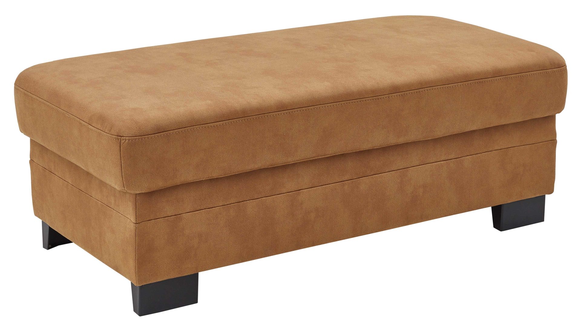 Polsterhocker modulmaster aus Stoff in Orange Modulmaster MM-ZE1001 - XXL-Polsterhocker zimtfarbene Mikrofaser Deluxe & schwarze Metallfüße - ca. 130 x 65 cm