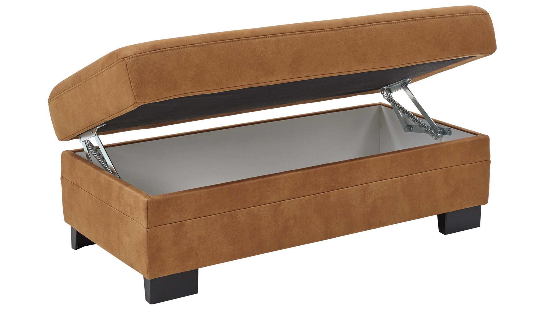 Funktionshocker modulmaster aus Stoff in Orange Modulmaster MM-ZE1001 - XXL-Funktionshocker zimtfarbene Mikrofaser Deluxe & schwarze Metallfüße - ca. 130 x 65 cm