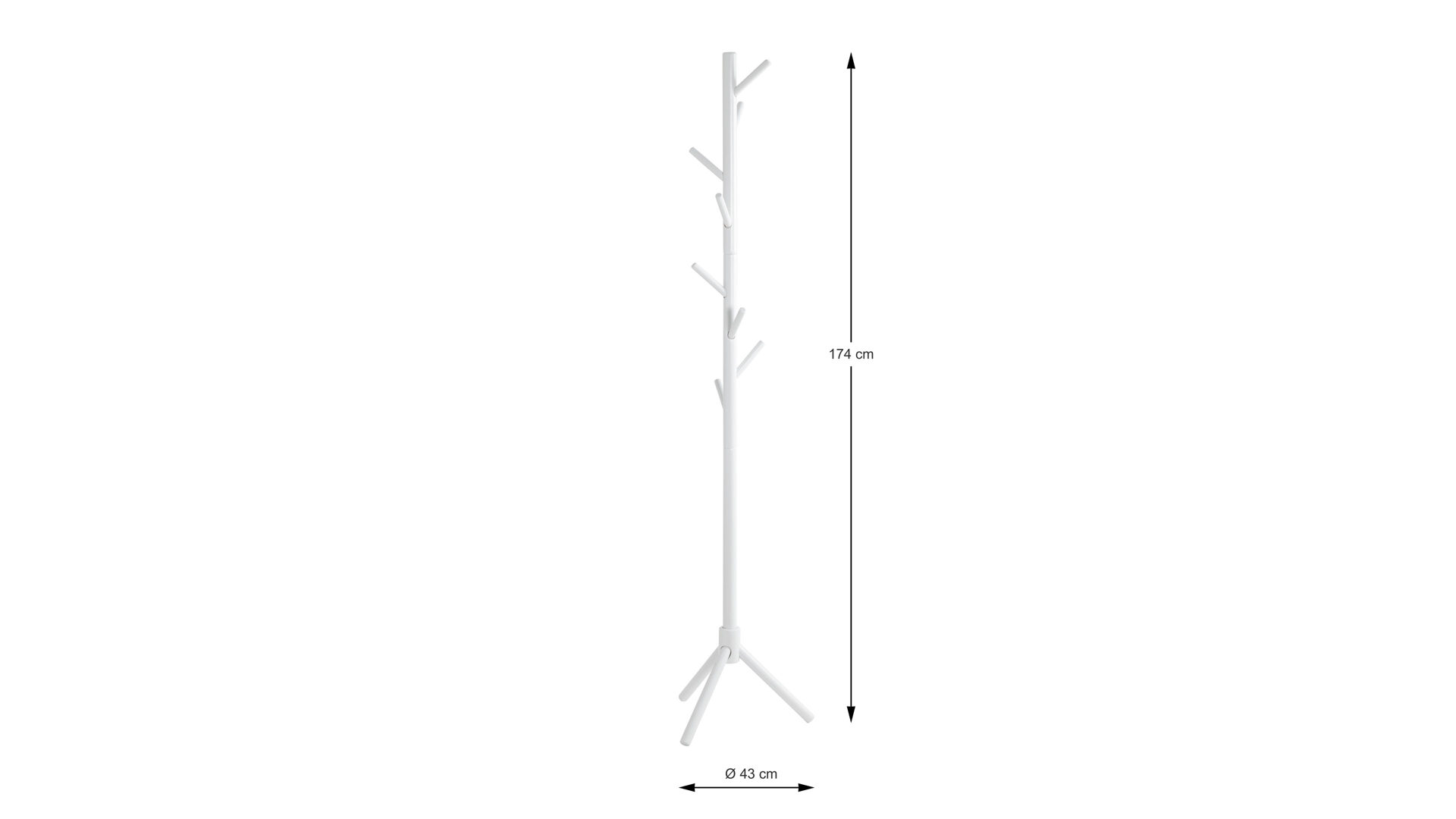 Standgarderobe Haku aus Holz in Weiß Garderobenständer weißes Massivholz - Höhe ca. 174 cm