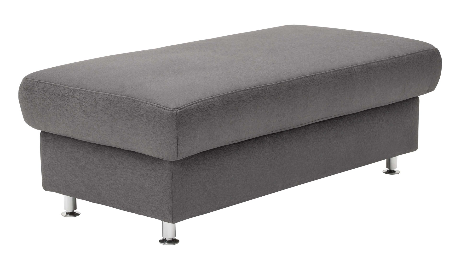 Polsterhocker modulmaster aus Stoff in Dunkelgrau Modulmaster MM-ZE1059 - XXL Polsterhocker stahlfarbene Mikrofaser Holiday & matte Metallfüße - ca. 130 x 65 cm