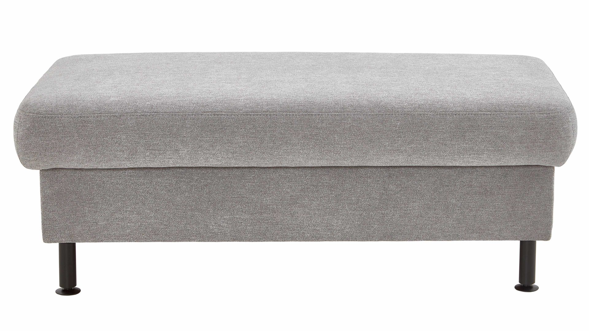 Funktionshocker modulmaster aus Stoff in Grau Modulmaster MM-ZE1129 - XXL Funktionshocker alufarbene Chenille Charly & schwarze Metallfüße - ca. 132 x 68 cm