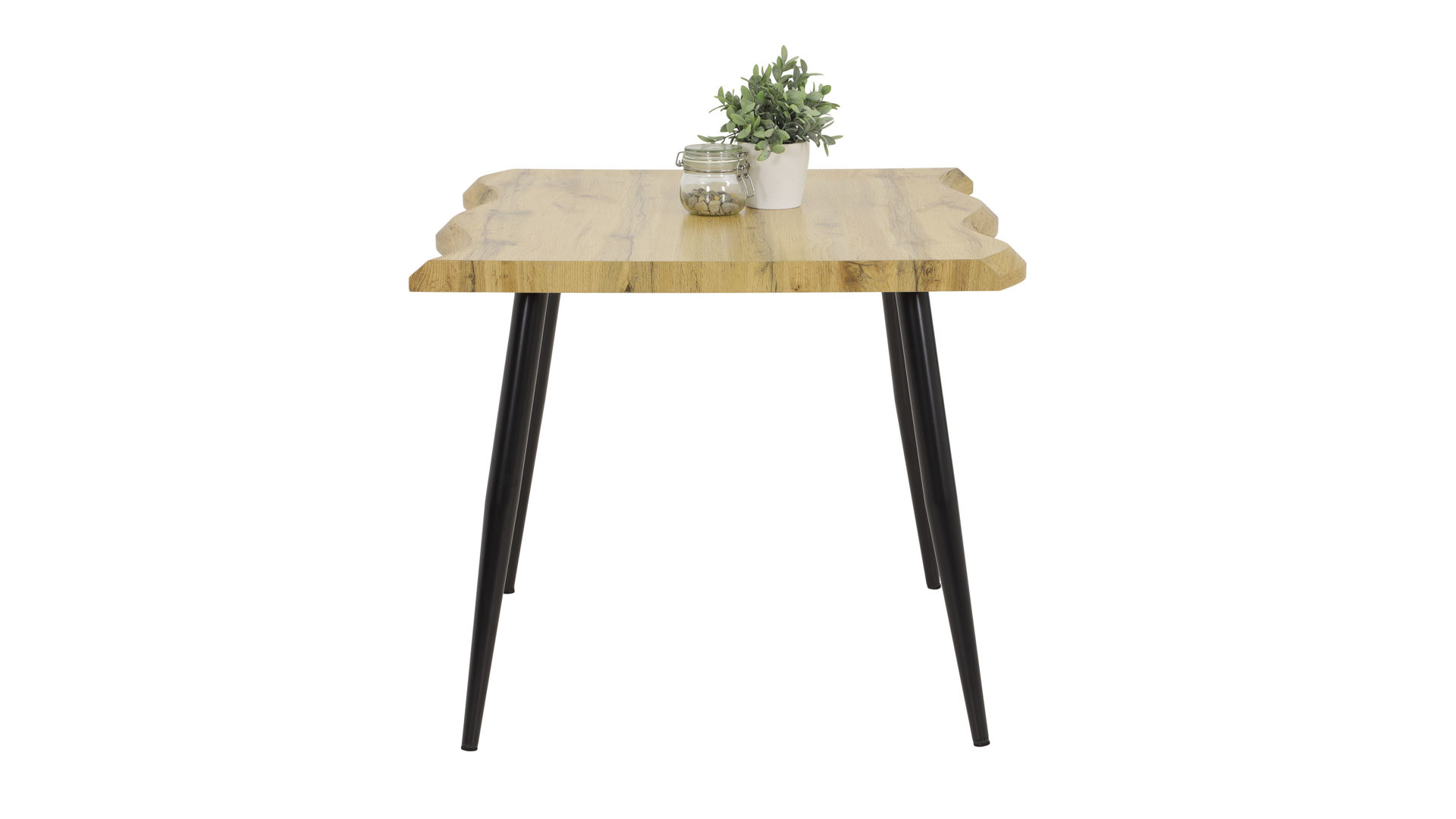 Esstisch Hela aus Holz in Holzfarben Esstisch Gaby Wildeiche & schwarzes Metall