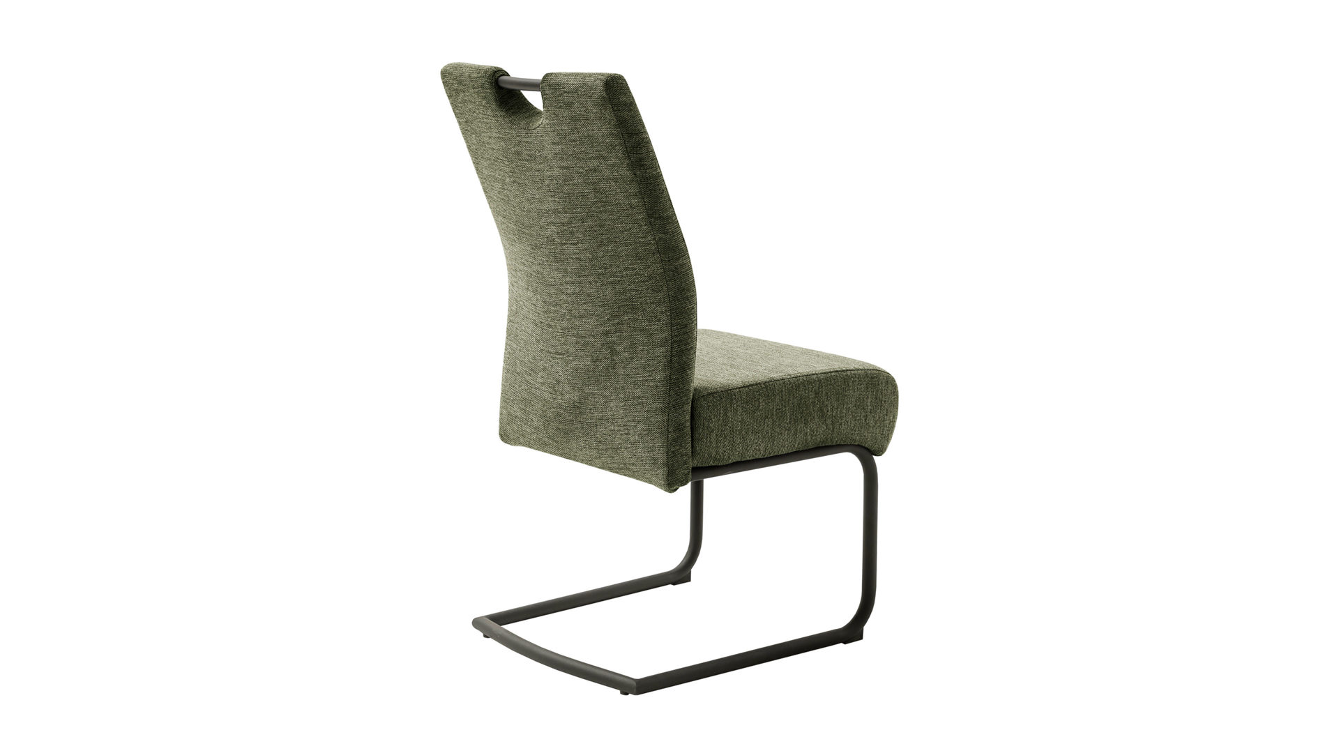 Schwingstuhl Mca furniture aus Stoff in Grün Schwingstuhl Amery olivfarbener Stoffbezug & schwarzes Metall