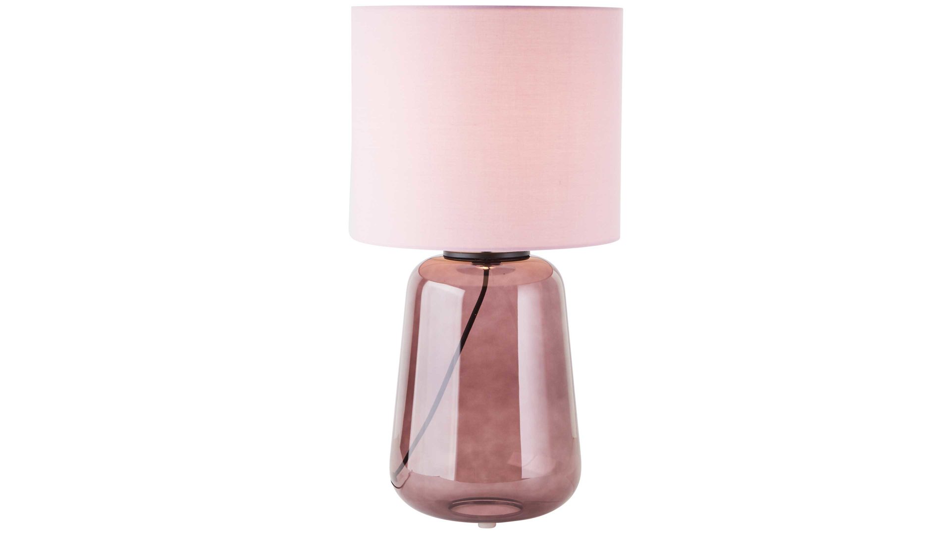 Tischleuchte Brilliant aus Glas in Rosa Brilliant Lampen-Serie Hydra - Tischleuchte mauvefarbenes Glas & violetter Stoff - Höhe ca. 57 cm