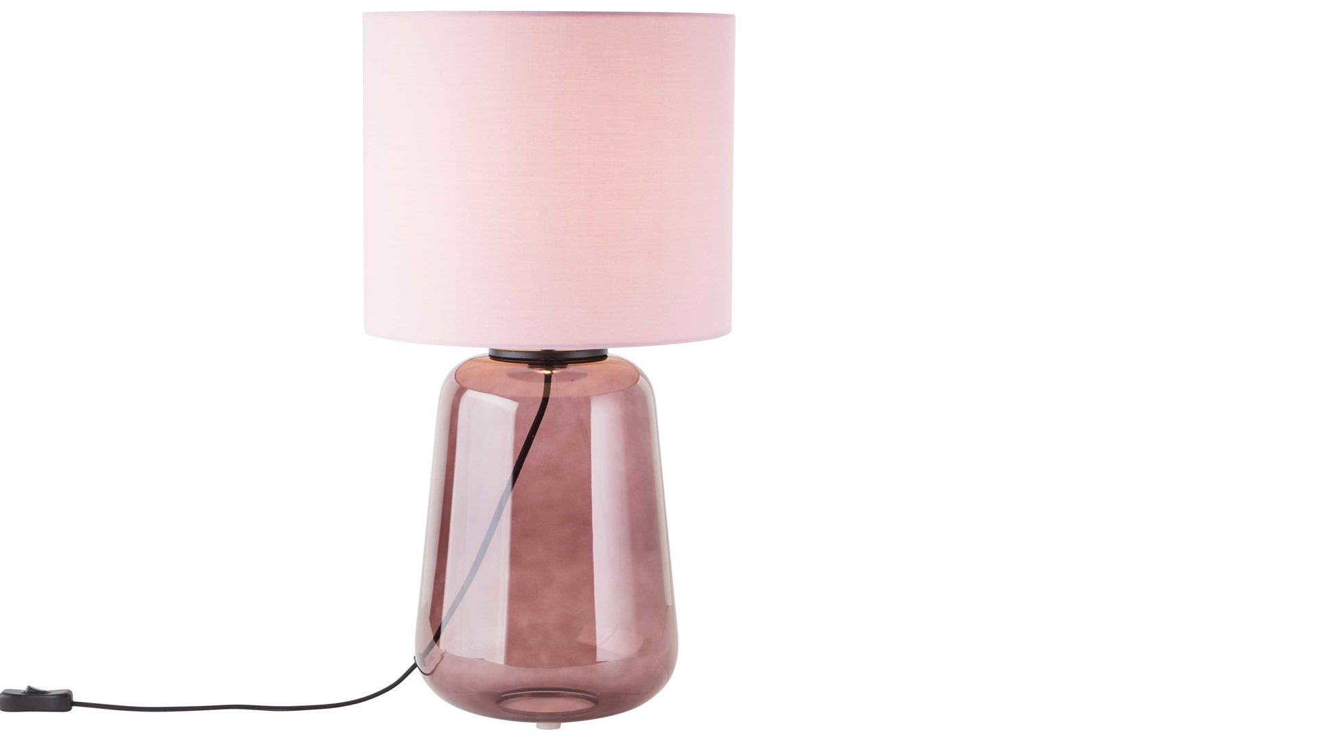 Tischleuchte Brilliant aus Glas in Rosa Brilliant Lampen-Serie Hydra - Tischleuchte mauvefarbenes Glas & violetter Stoff - Höhe ca. 57 cm