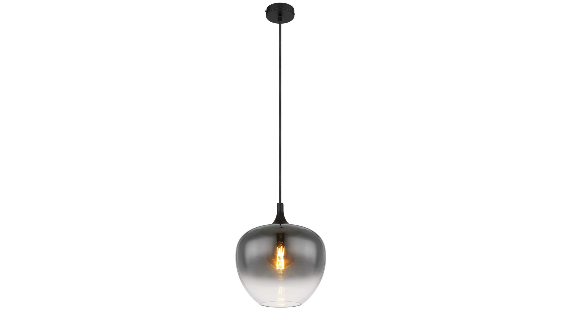 Pendelleuchte Globo lighting aus Glas in Schwarz GLOBO Lampe-Serie Maxy - Hängeleuchte Rauchglas & mattschwarzes Metall - Durchmesser ca. 29 cm