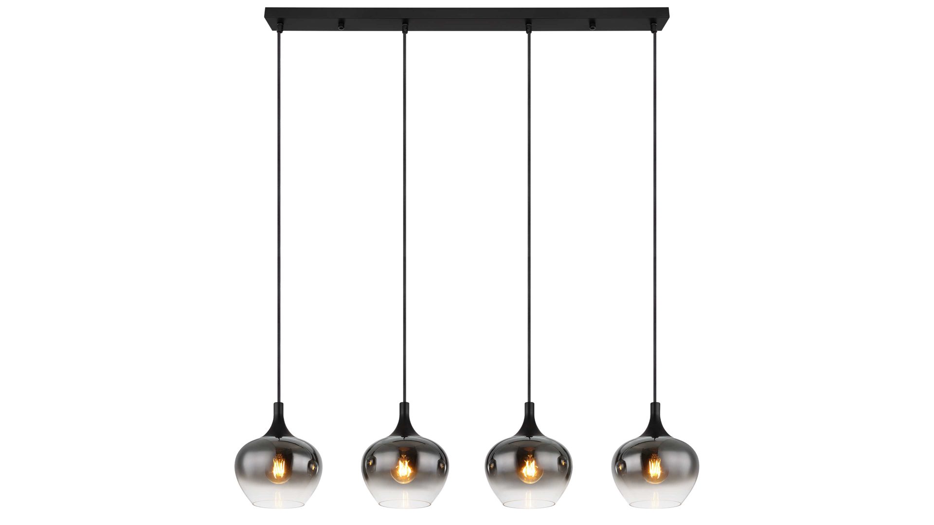 Pendelleuchte Globo lighting aus Glas in Schwarz GLOBO Lampe-Serie Maxy - Hängeleuchte Rauchglas & mattschwarzes Metall - Länge ca. 100 cm