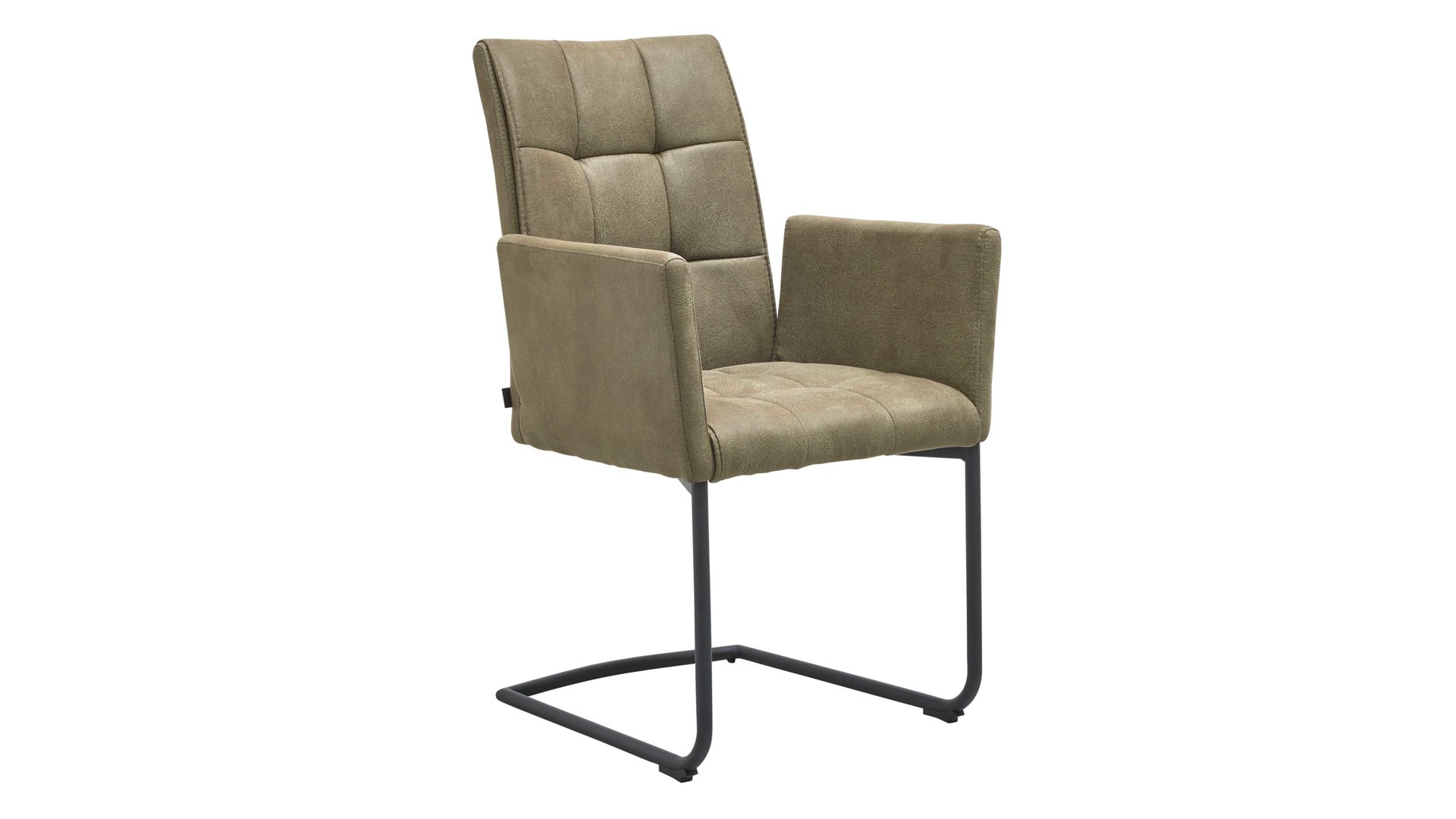 Schwingstuhl Interliving aus Kunstfaser in Dunkelgrün Interliving Esszimmer Serie 5104 – Armlehn-Schwingstuhl farngrüne Mikrofaser Fern & Mattschwarz