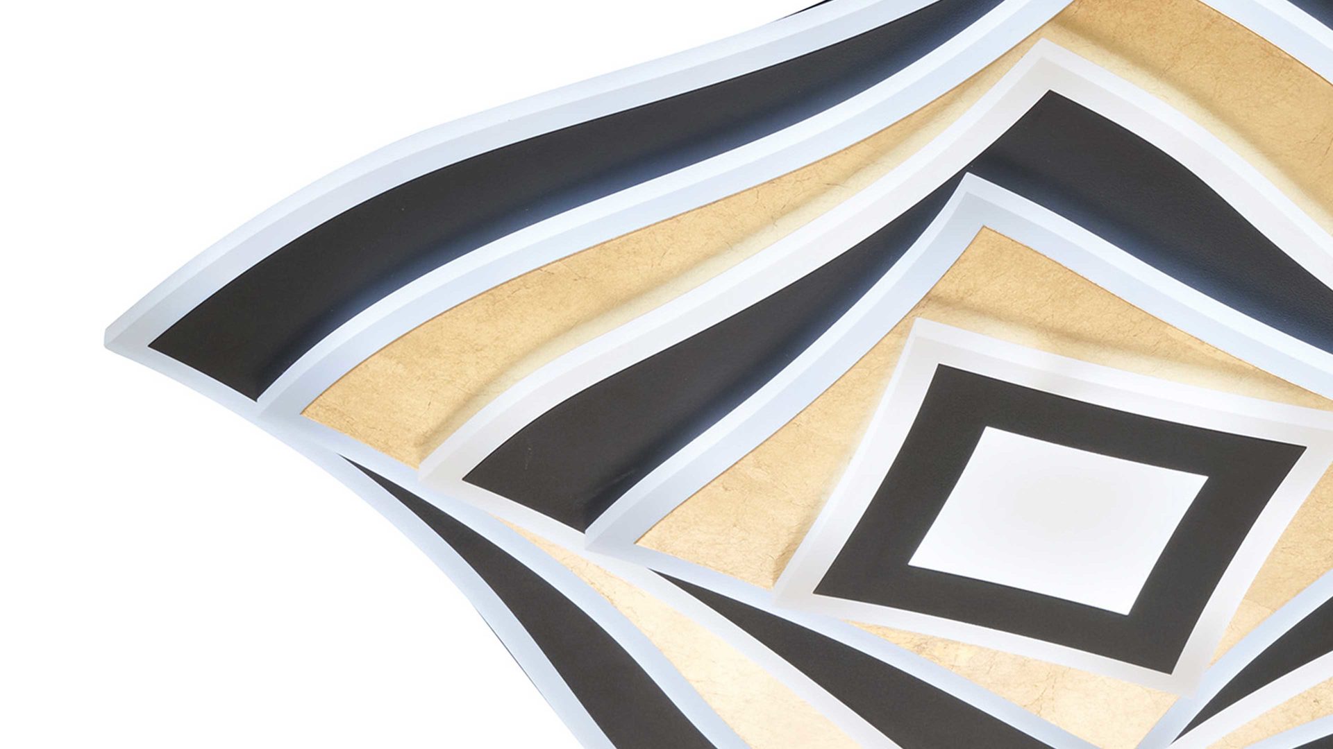 Deckenleuchte Fh fischer & honsel aus Metall in Gold FH Leuchten Serie Hero Blattgold & Sandschwarz - ca. 50 x 50 cm