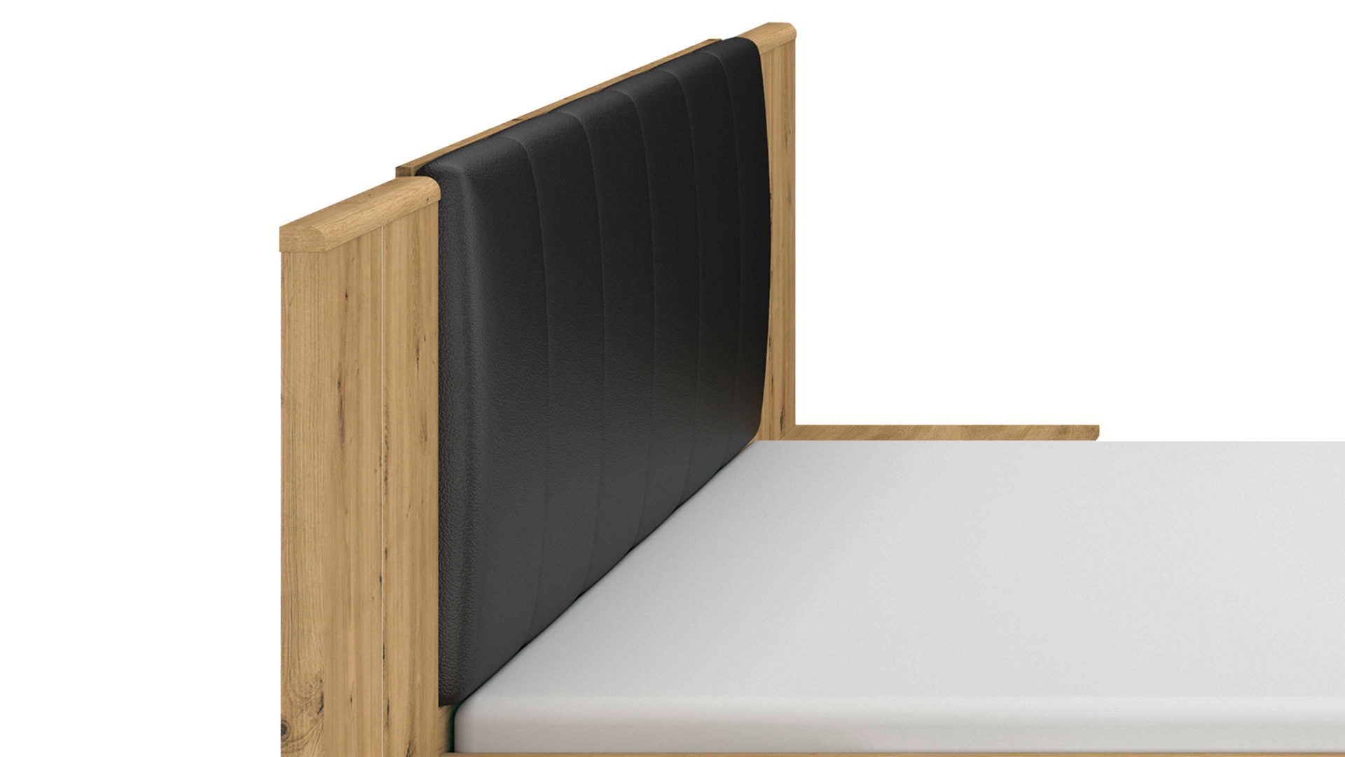 Bettgestell Rauch aus Holz in Holzfarben rauch ORANGE Apollon - Bettanlage mit zwei Hängenachttischen & Beleuchtung Schwarz & Eiche Artisan - Liegefläche ca. 180 x 200 cm