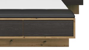 Bettgestell Rauch aus Holz in Holzfarben rauch ORANGE Apollon - Bettanlage mit zwei Hängenachttischen & Beleuchtung Schwarz & Eiche Artisan - Liegefläche ca. 180 x 200 cm