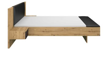 Bettgestell Rauch aus Holz in Holzfarben rauch ORANGE Apollon - Bettanlage mit zwei Hängenachttischen & Beleuchtung Schwarz & Eiche Artisan - Liegefläche ca. 180 x 200 cm