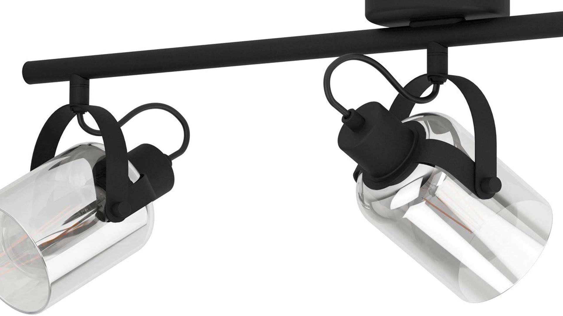 Strahler / Spot Eglo aus Glas in Chrom EGLO Leuchten Serie Berregas - Deckenstrahler Fumé & schwarzer Stahl - Länge ca. 78 cm