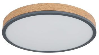 Deckenleuchte Globo lighting aus Holz in Holzfarben GLOBO Leuchten Serie Rodo - Deckenleuchte mit Farbwechsler Holz & Graphit – Durchmesser ca. 45 cm