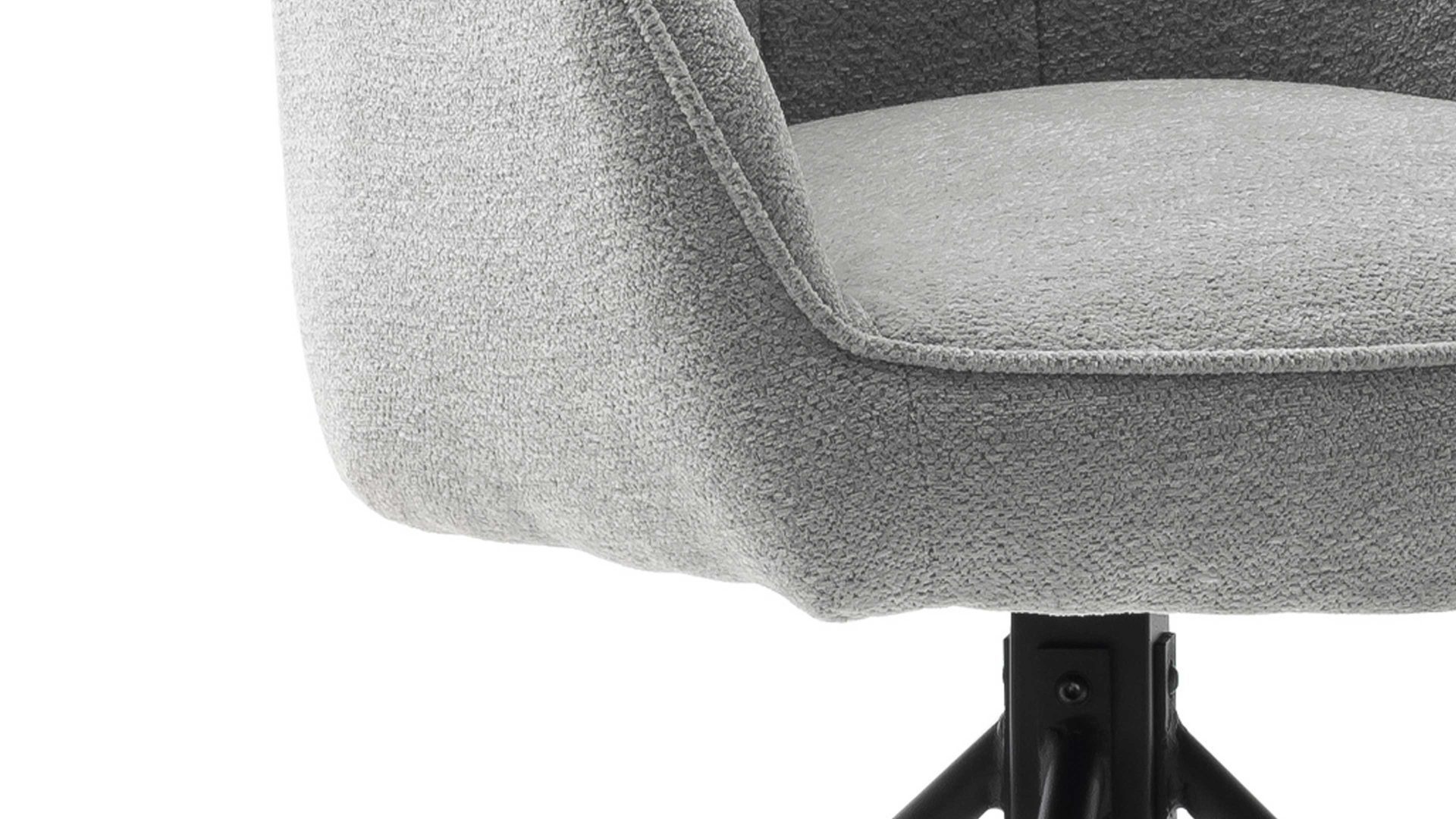 Vierfußstuhl Mca furniture aus Stoff in Hellgrau Armlehnstuhl mit Drehfunktion hellgrauer Strukturbezug & schwarzes Metall