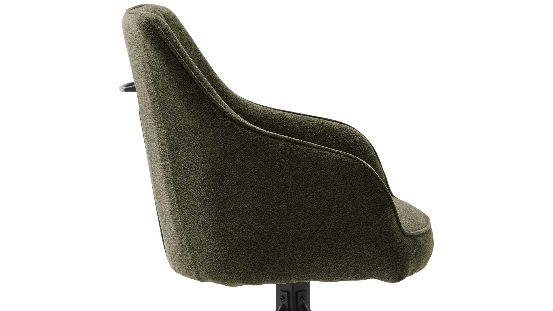 Vierfußstuhl Mca furniture aus Stoff in Dunkelgrün Armlehnstuhl mit Drehfunktion olivgrüner Strukturbezug & schwarzes Metall