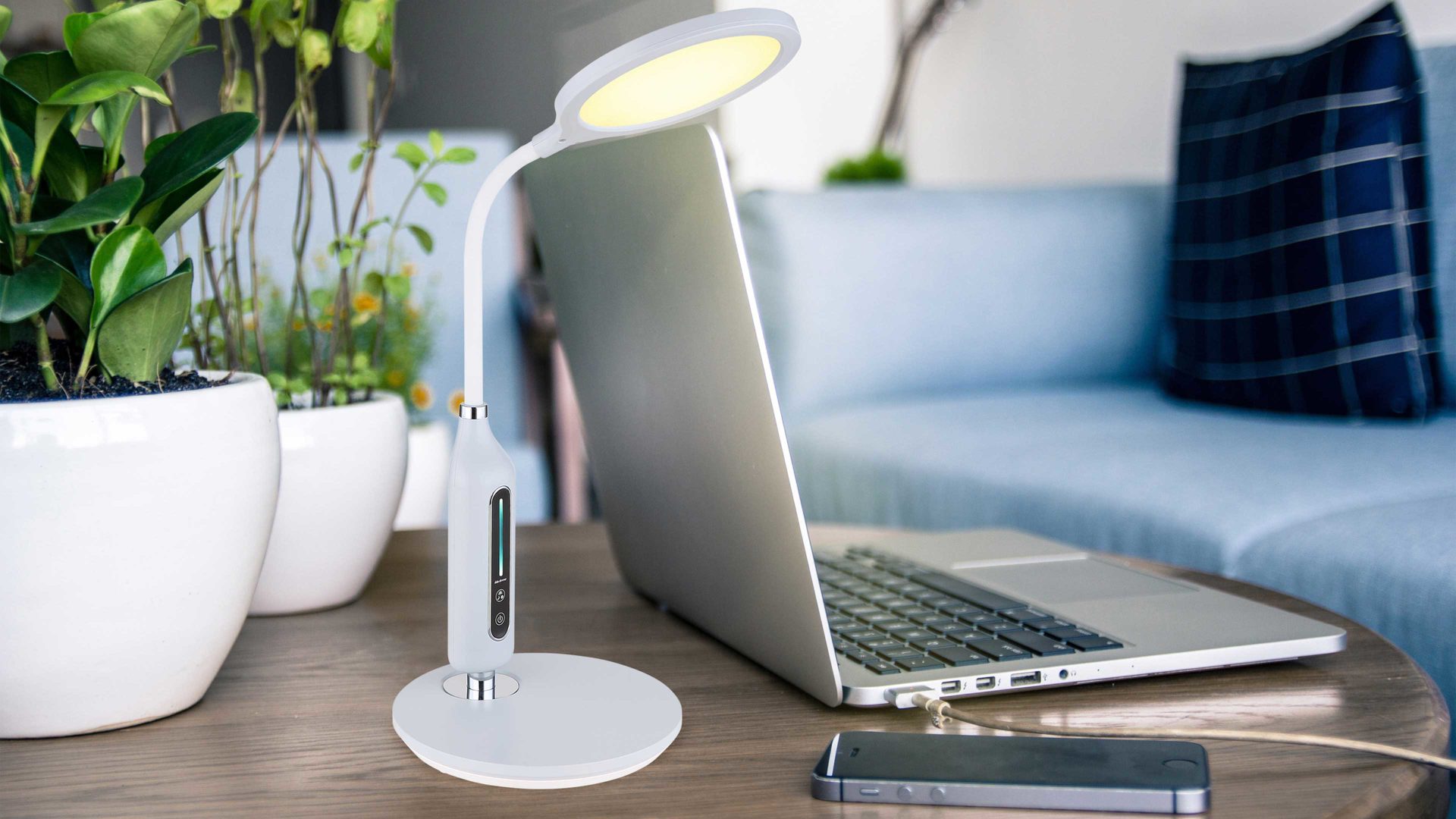 Schreibtischleuchte Globo lighting aus Kunststoff in Hellgrau GLOBO Lampen Serie Fruggy - Schreibtischleuchte hellgraues Silikon - Höhe ca. 41 cm