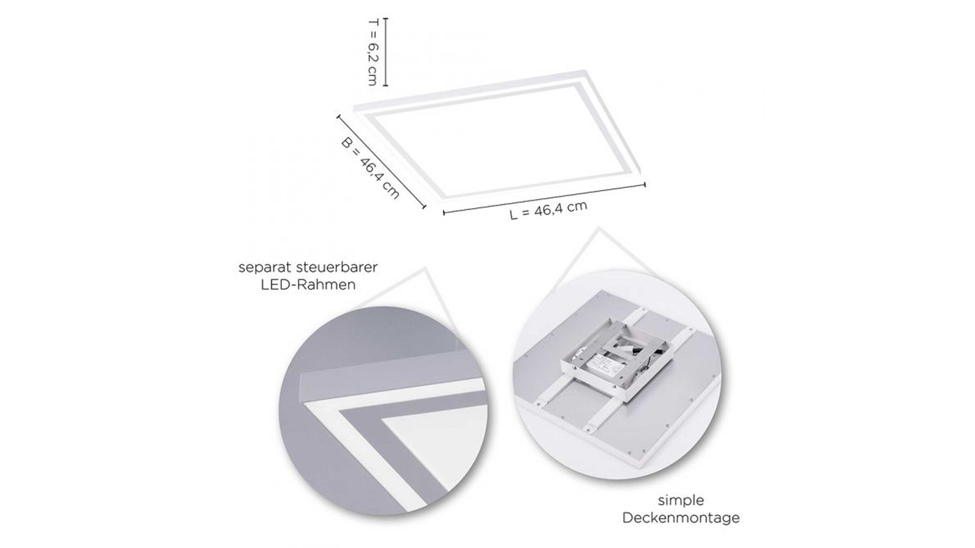 Deckenleuchte Just light. (leuchtendirekt) aus Metall in Hellgrau JUST LIGHT. Leuchten Serie Edging - Deckenlampe stahlfarbenes Metall - ca. 46 x 46 cm