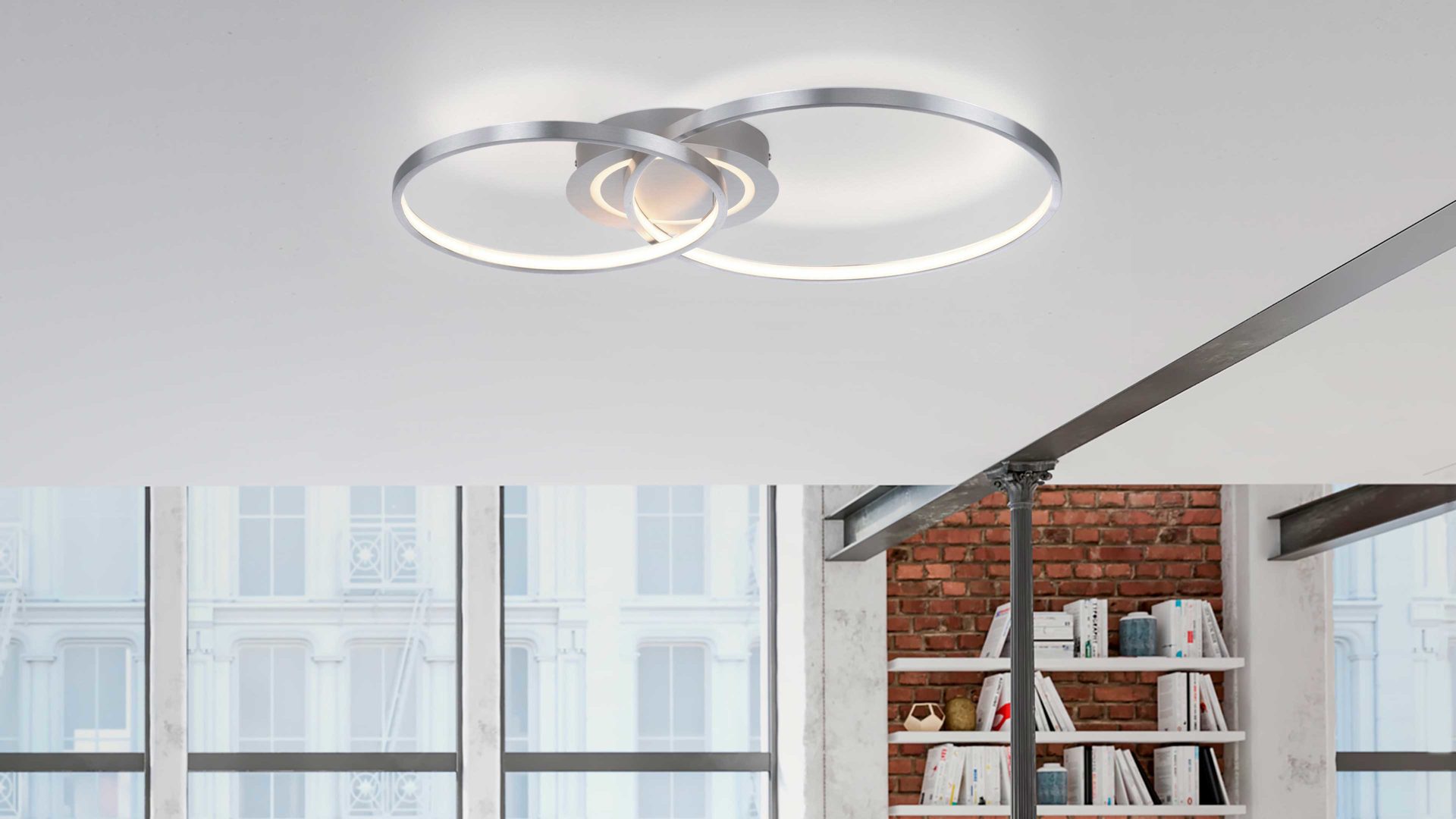 Deckenleuchte Just light. (leuchtendirekt) aus Metall in Aluminium JUST LIGHT. Leuchten Serie Asmina alufarbenes Metall - ca. 69 x 55 cm