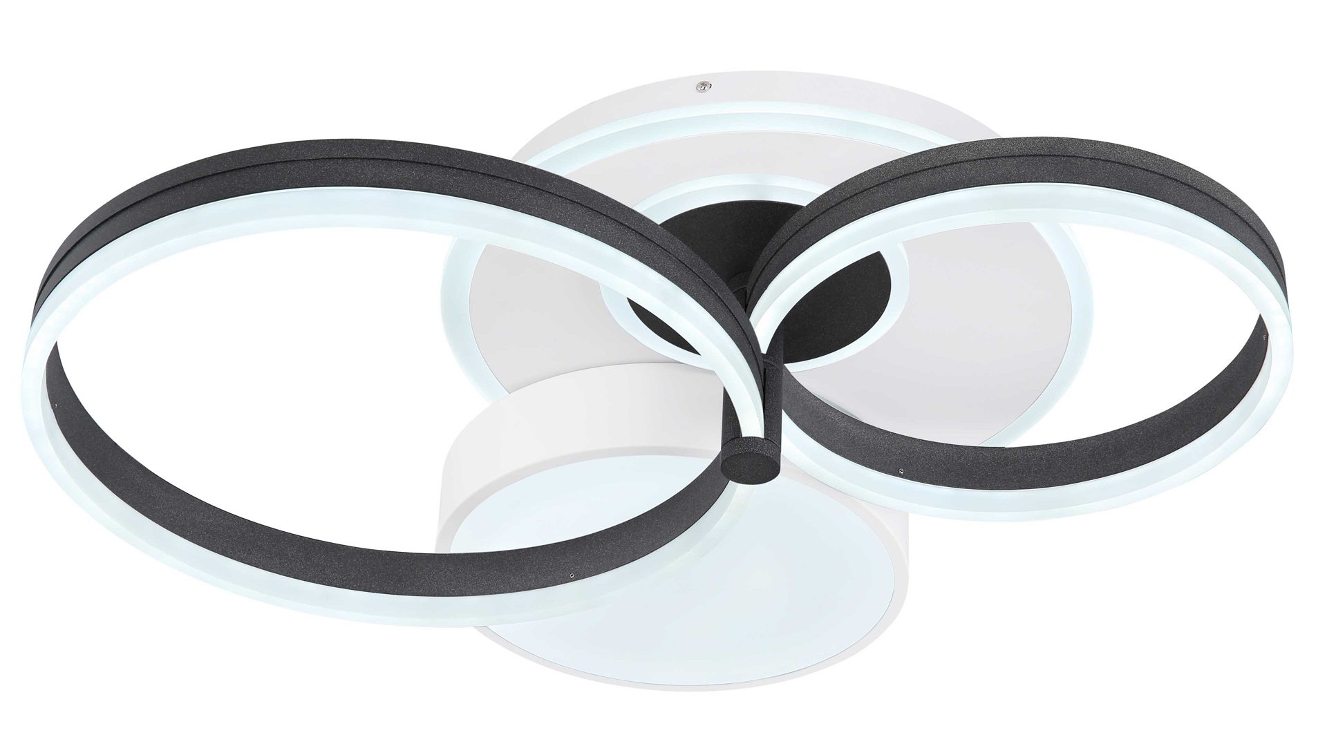 Deckenleuchte Globo lighting aus Metall in Schwarz GLOBO Leuchten Serie Jack - Deckenlampe, per App steuerbar schwarzes Metall & opalfarbenes Acryl -  ca. 69 x 59 cm