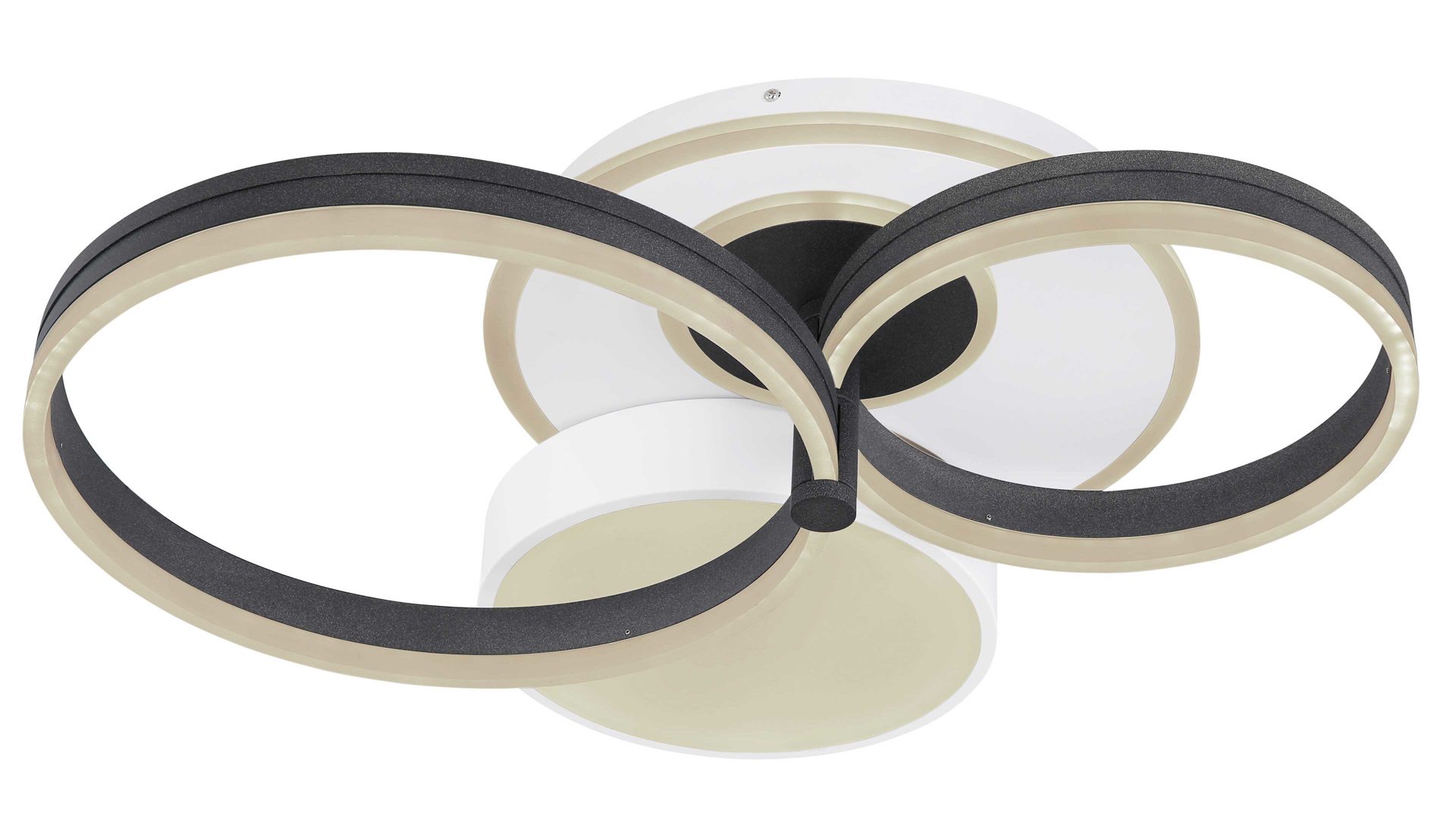 Deckenleuchte Globo lighting aus Metall in Schwarz GLOBO Leuchten Serie Jack - Deckenlampe, per App steuerbar schwarzes Metall & opalfarbenes Acryl -  ca. 69 x 59 cm