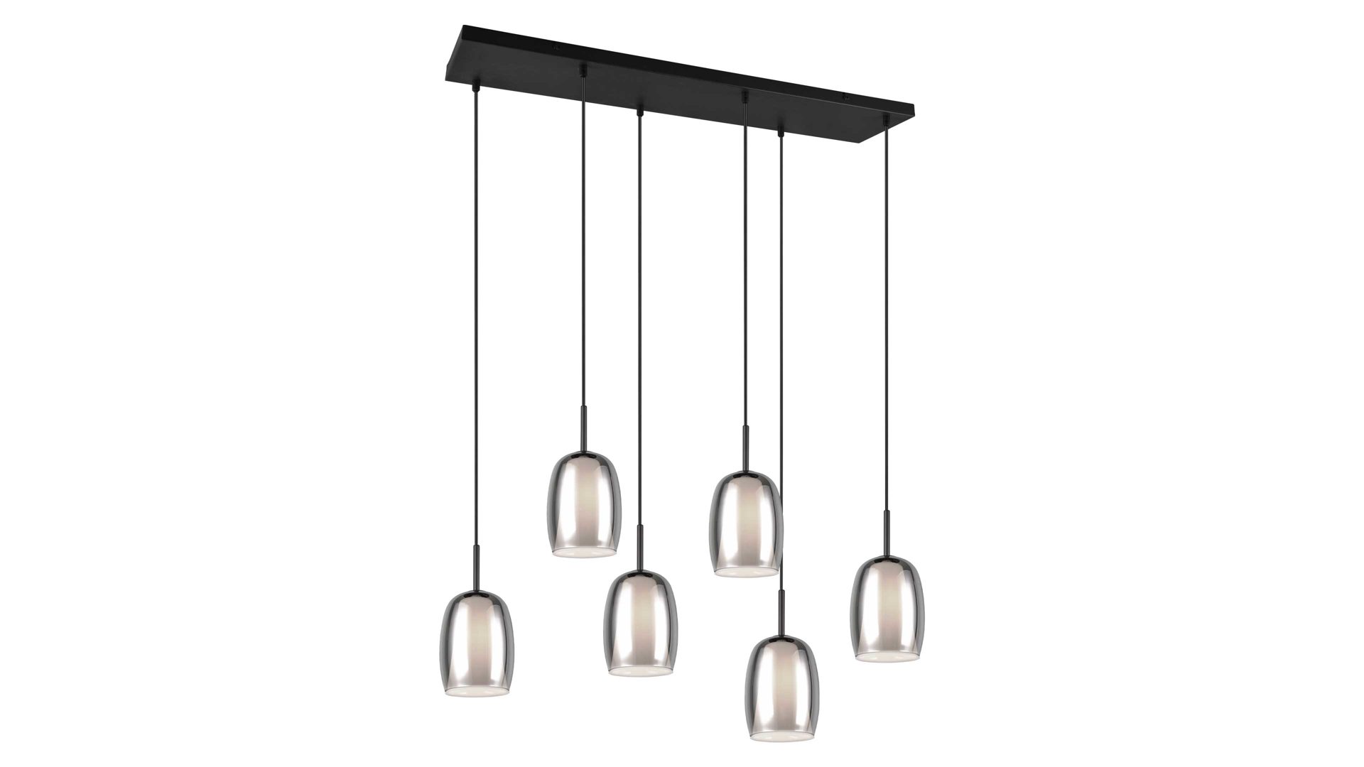 Pendelleuchte Trio lighting for you aus Glas in Grau TRIO Leuchten Serie Barret - Hängelampe Rauchglas & weißes Glas - Länge ca. 95 cm