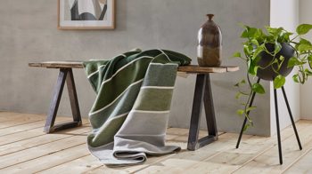 Wohndecke Interliving aus Mischgewebe in Grün Interliving Wohndecke Serie 9114 Horizon Green – ca. 150 x 200 cm