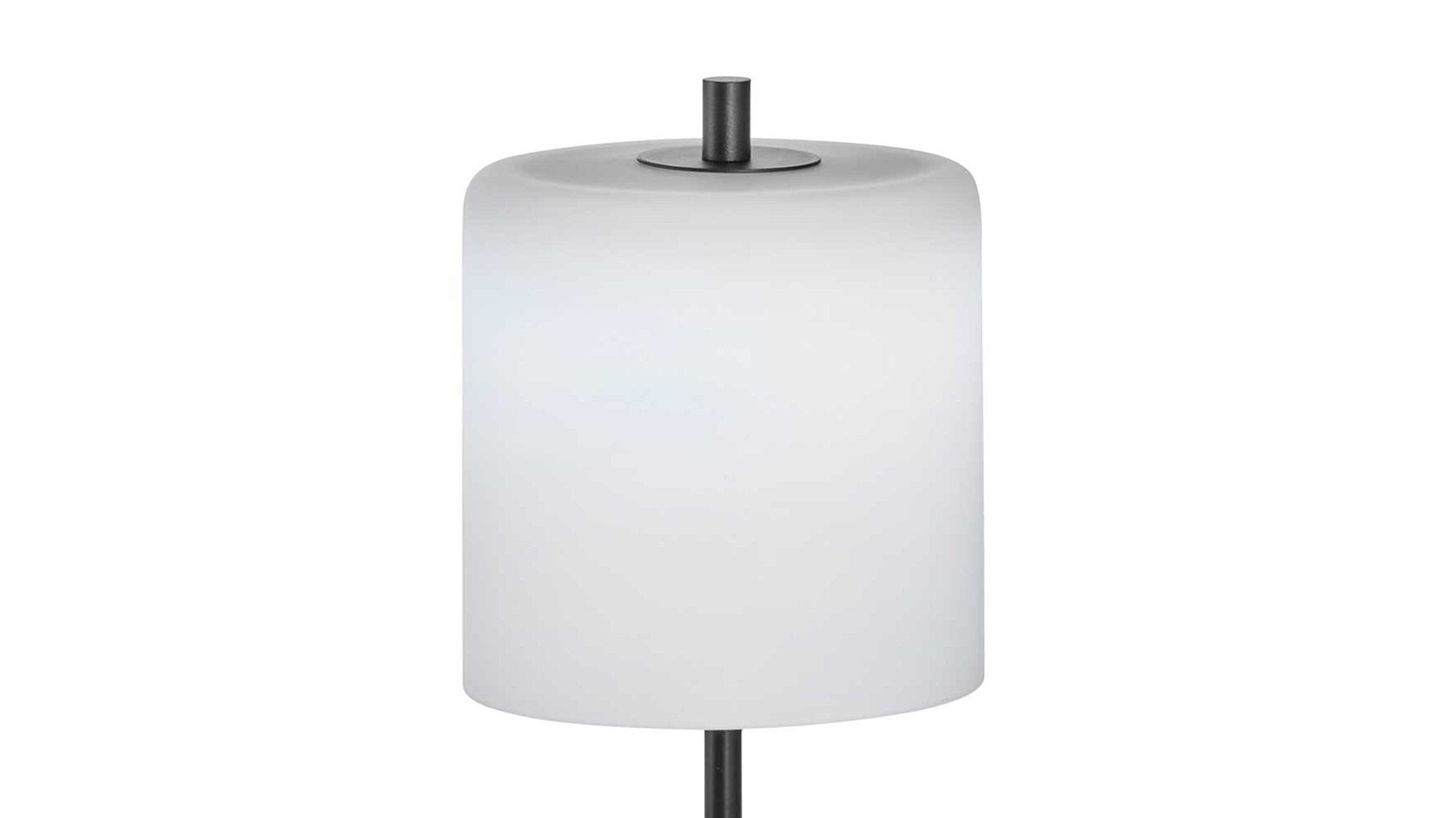 Tischleuchte Fh lighting aus Glas in Weiß FH LIGHTING Akku Leuchten Serie Riva opalweißes Glas & sandschwarzes Metall - Höhe ca. 35 cm