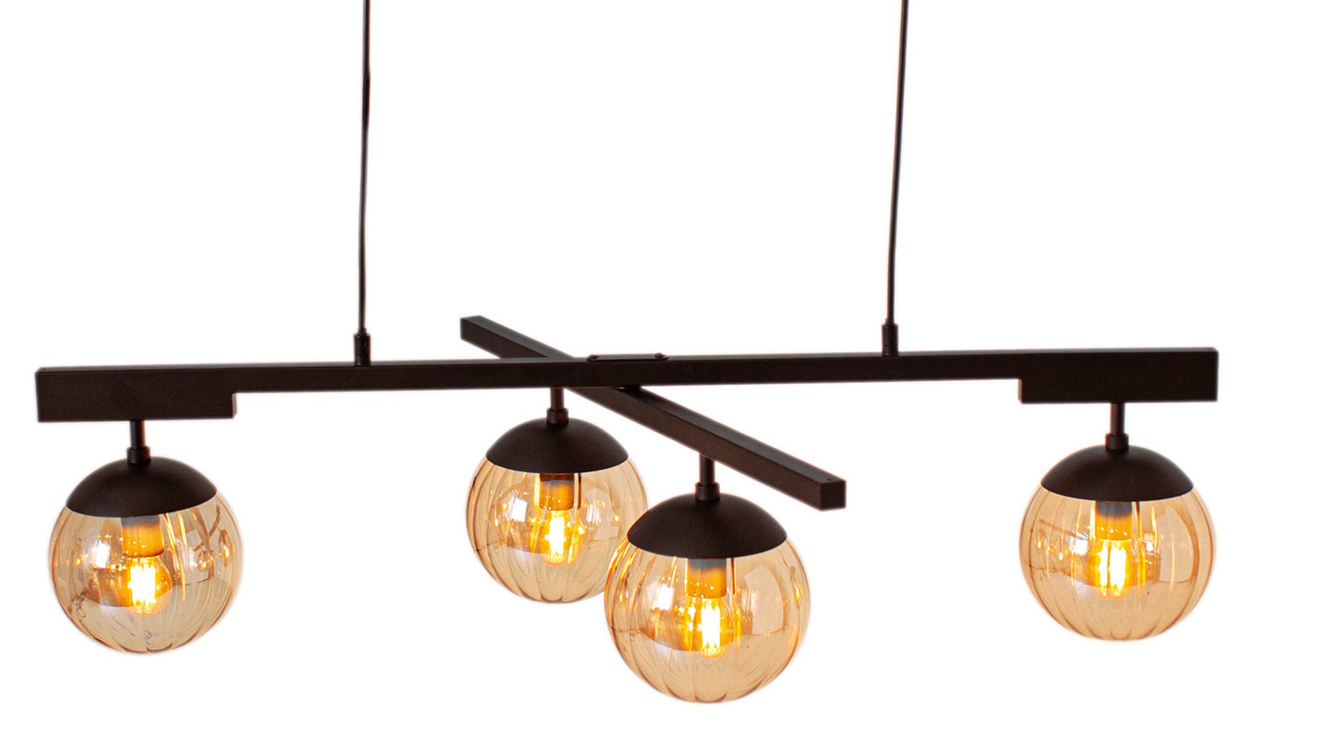 Pendelleuchte By rydens aus Metall in Braun BY RYDÉNS Leuchten Serie Labelle - Hängeleuchte amberfarbenes Glas & Schwarz - Länge ca. 90 cm