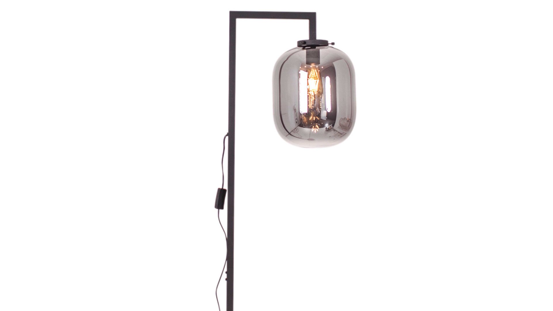 Stehleuchte By rydens aus Metall in Grau BY RYDÉNS Leuchten Serie Leola - Stehleuchte rauchgraues Glas & Schwarz - Höhe ca. 150 cm