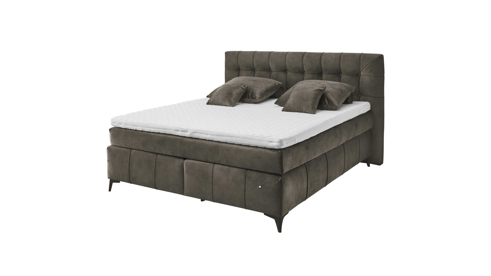 Boxspringbett Ed lifestyle (black red white) aus Stoff in Braun Boxspringbett Oregon 8 espressofarbener Chenille Salvador 04 - Liegefläche ca. 180 x 200 cm