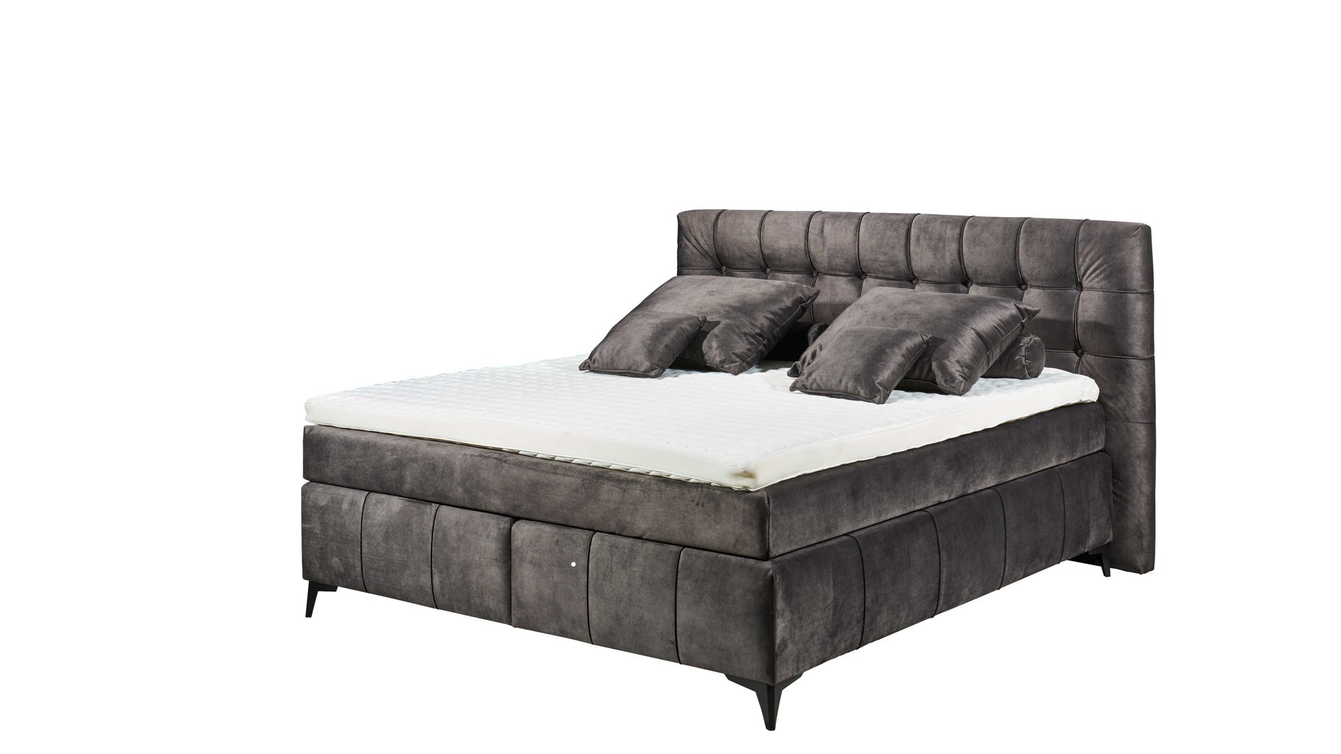 Boxspringbett Ed lifestyle (black red white) aus Stoff in Braun Boxspringbett Oregon 8 espressofarbener Chenille Salvador 04 - Liegefläche ca. 180 x 200 cm