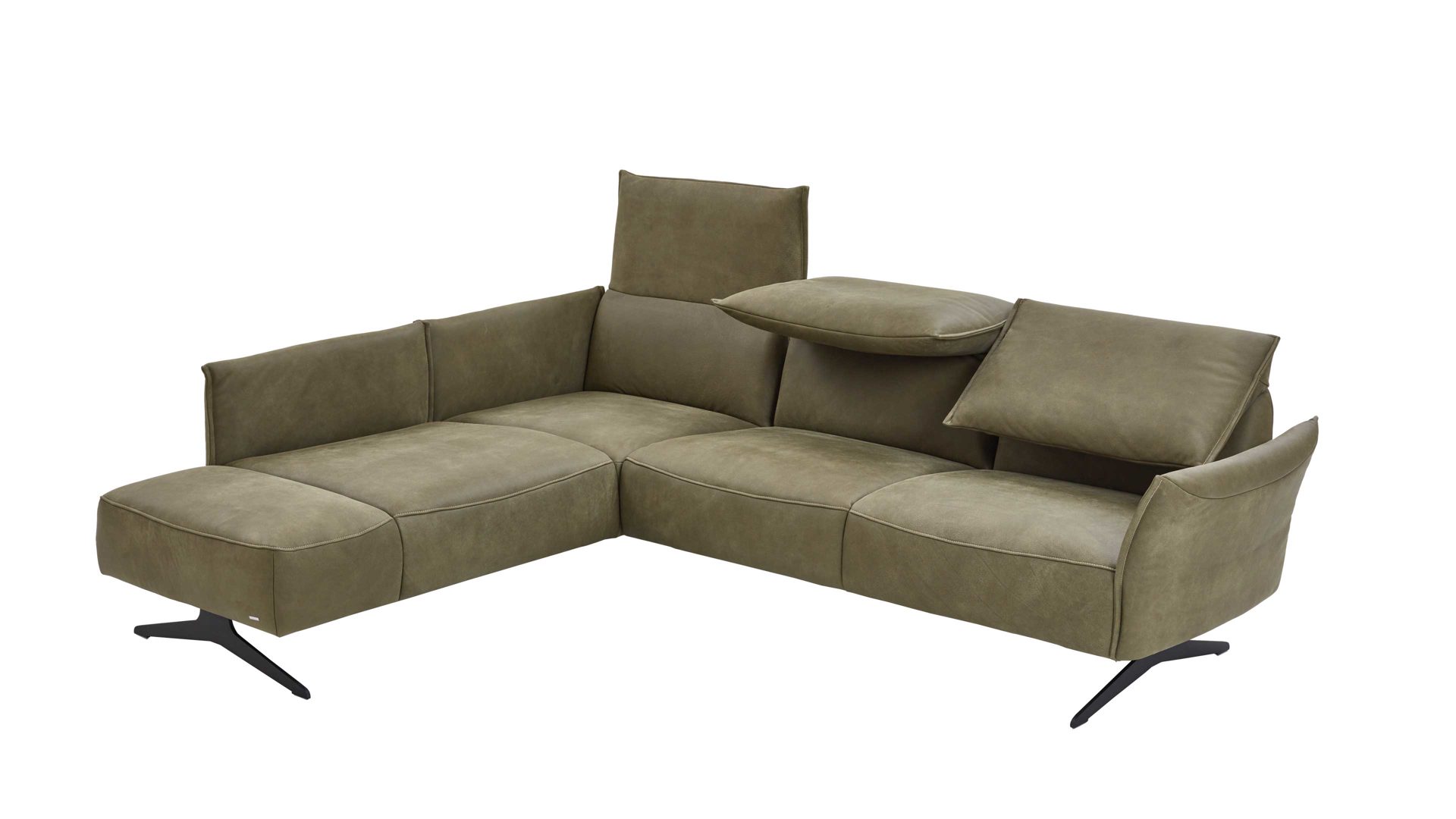 Ecksofa Koinor aus Leder in Grün KOINOR Polsterecke Vineto grüner Lederbezug India & Schwertkufen - ca.  207 x 272 cm