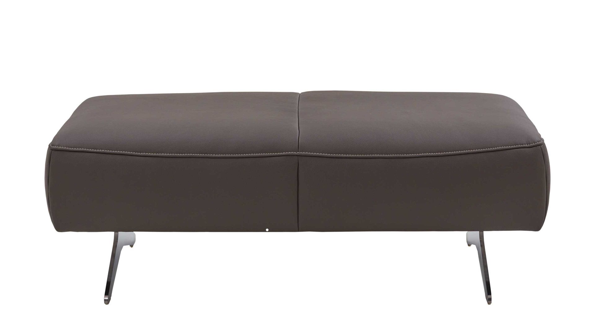 Polsterhocker Koinor aus Leder in Braun KOINOR Hockerbank Vineto carbonefarbenes Leder Bull & Schwertkufen - ca. 124 x 64 cm
