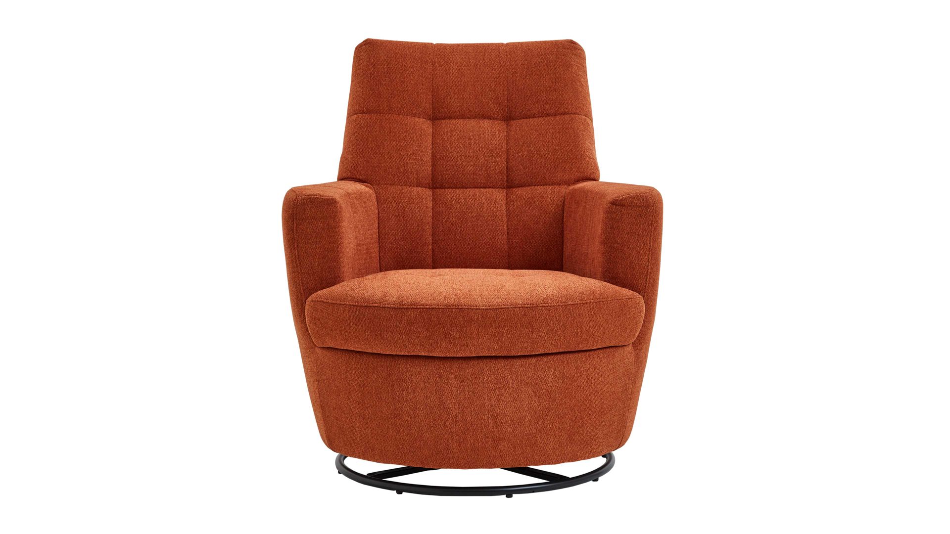 Polstersessel KAWOO aus Stoff in Orange KAWOO Drehsessel SE53 Signal-oranger Strukturbezug TCM757 & schwarzer Metallring
