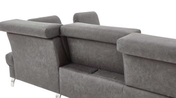Ecksofa Dietsch. aus Stoff in Anthrazit Polsterprogramm Rhodos - Ecksofa anthrazitfarbener Stoff Bulus - ca. 280 x 210  cm