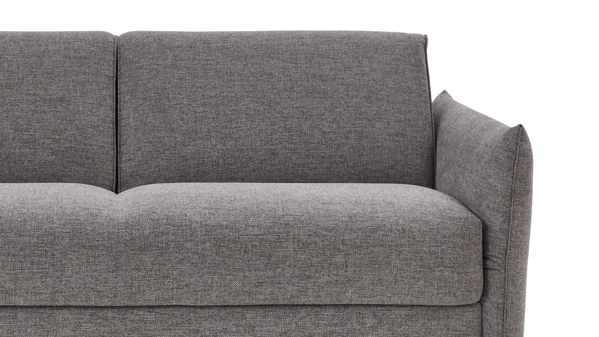 Schlafsofa Bali aus Stoff in Grau Schlafsofa Lina grauer Bezug & chromfarbene Metallfüße - Breite ca. 194 - 234 cm