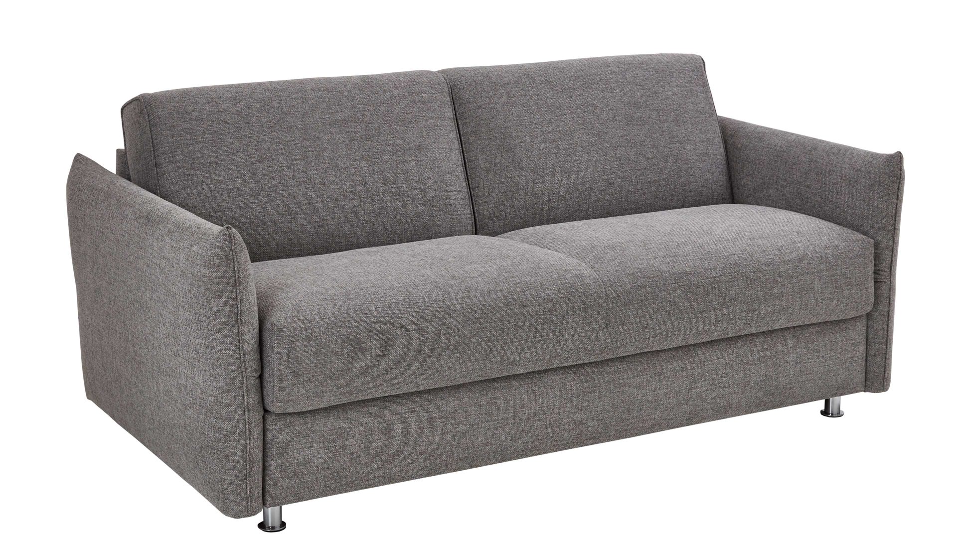 Schlafsofa Bali aus Stoff in Grau Schlafsofa Lina grauer Bezug & chromfarbene Metallfüße - Breite ca. 194 - 234 cm